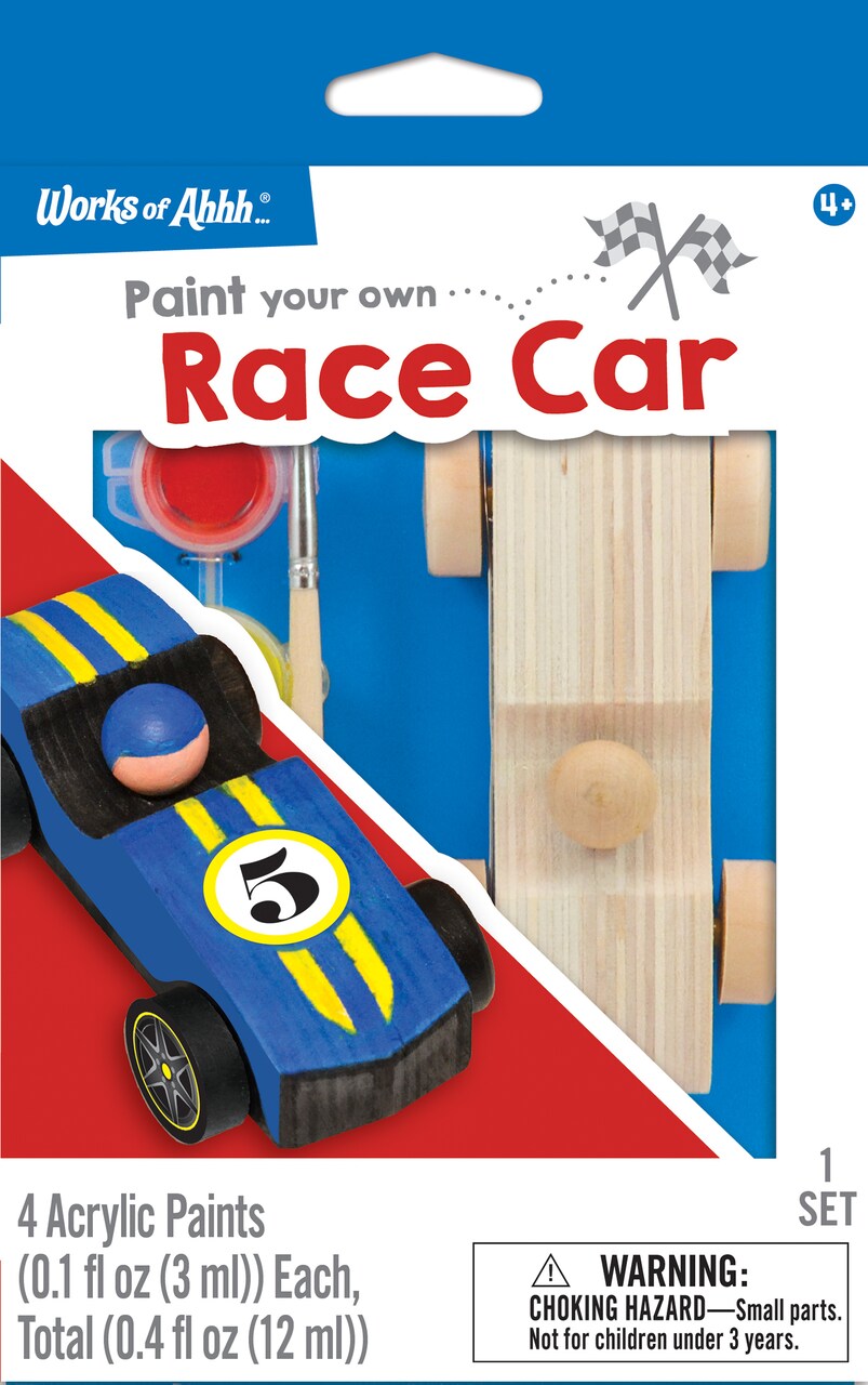 Works of Ahhh Mini Craft Set - Race Car Build & Paint Family Craft Set